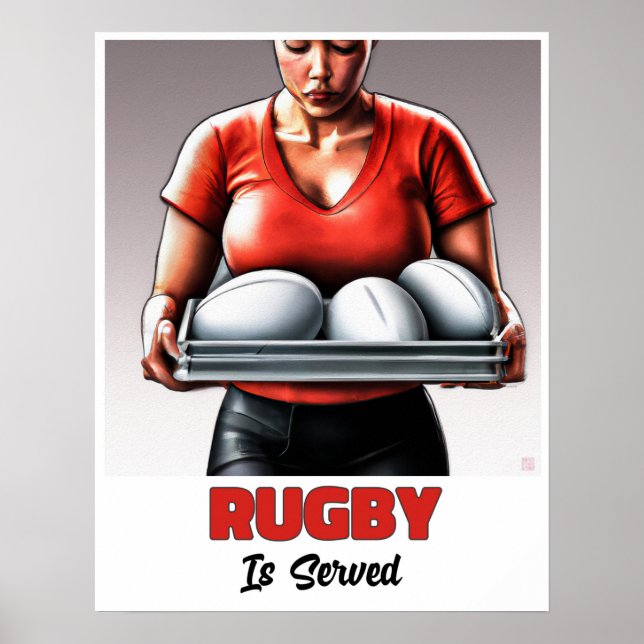 Rugby é servido - Impressão de pintura de rugby (Frente)