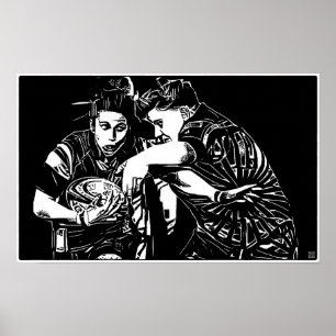 Rugby feminino - Impressão de Arte em Bloco de Mad