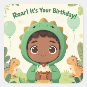 Rugir É o Seu Aniversário Adesivo Quadrado