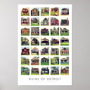 Ruínas do poster de Detroit - casas abandonadas