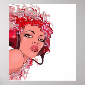 Ruiva no Poster de Fones de ouvido