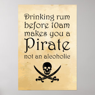 Rum bebendo - Poster de Cotação Pirata - Pergaminh