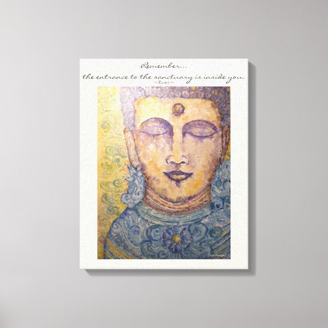 Rumi Citação Buddha Watercolor Canvas Wall Art (Frente)