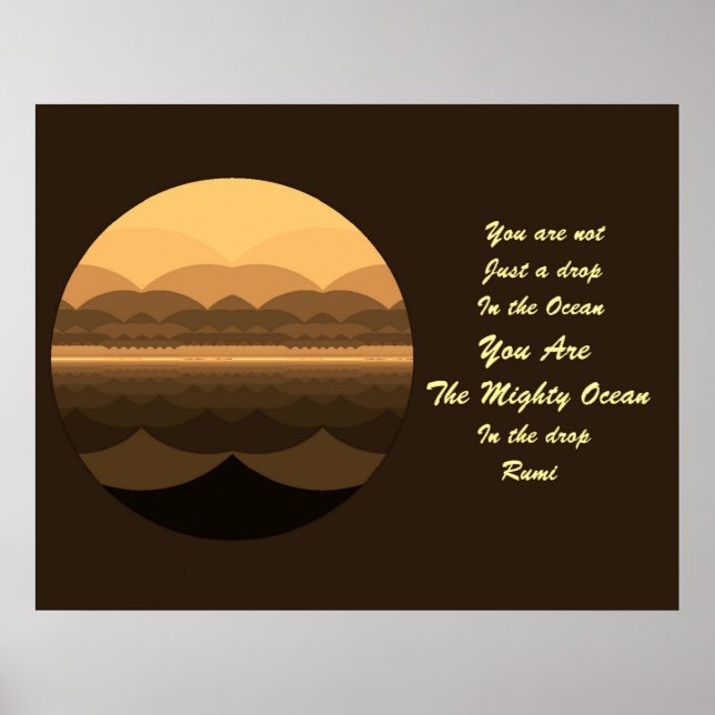 Rumi Quote Poster Art. Ocean Mandala Inspiration (Frente)