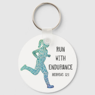"Run With Endurance" Moça Runner Chaveiro