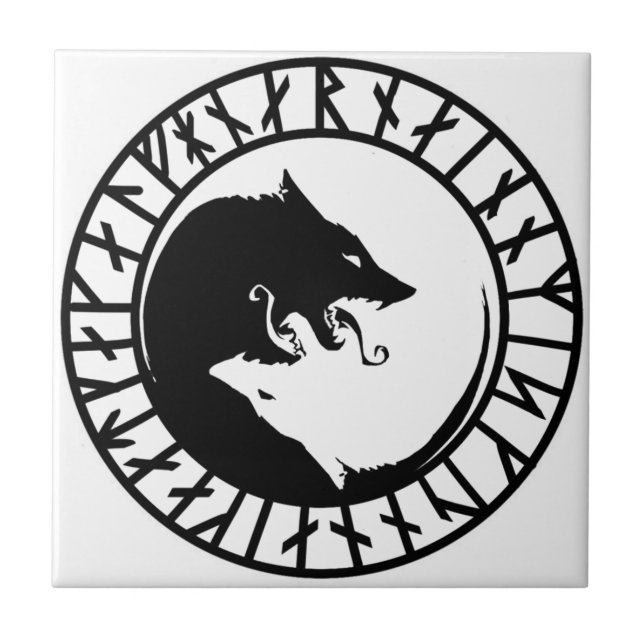 Runic Dire Wolf viking nórdicas nórdicas (Frente)