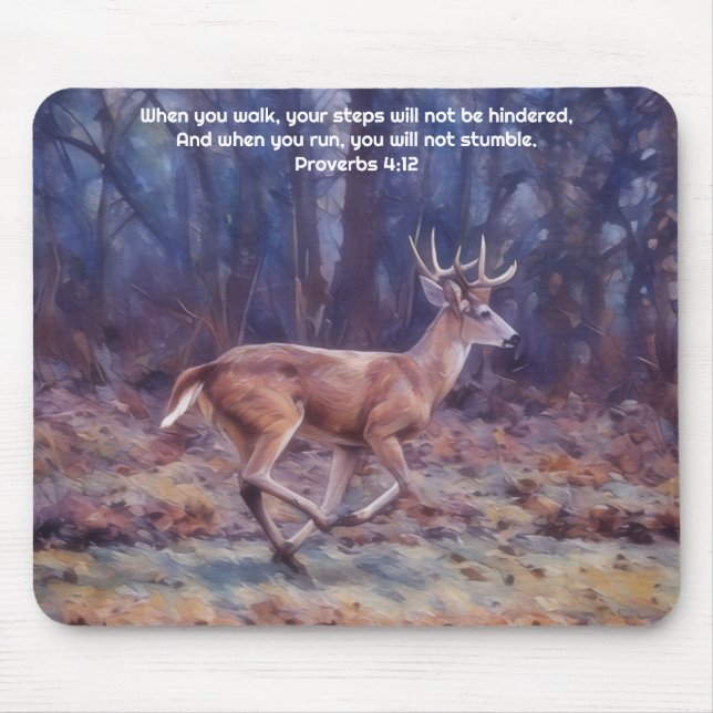 Running Buck Deer Nature Faith Proverbs Mouse Pad (Frente)