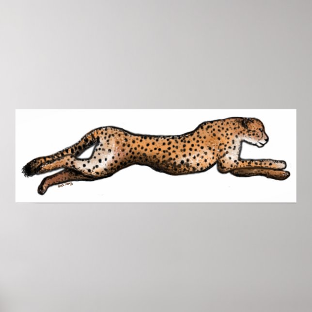 Running Cheetah Art Poster (Frente)