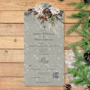 Ruptura de neve russa Pine e Sage Floral Branca Có