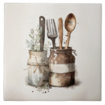 Ruschen Utensils Aquarelas Azulejo cerâmico<br><div class="desc">Os utensílios de aquarela da fazenda russa foram usados para criar esse perfeito azulejo de cerâmica. Combine e combine com outros azulejos companheiros para criar sua própria aparência personalizada. Azulejos companheiras de cores falsas também estão disponíveis para criar seu padrão.</div>