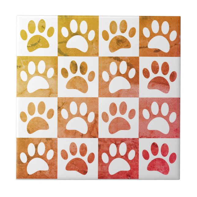 Rusitc Dog Paw Imprime Em Quadrados Decortativo (Frente)