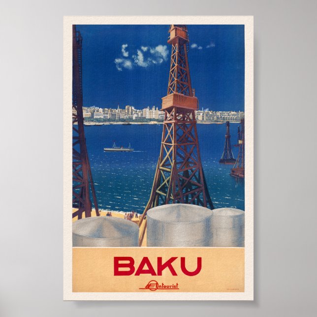 Rússia Baku USSR Poster vintage 1936 (Frente)