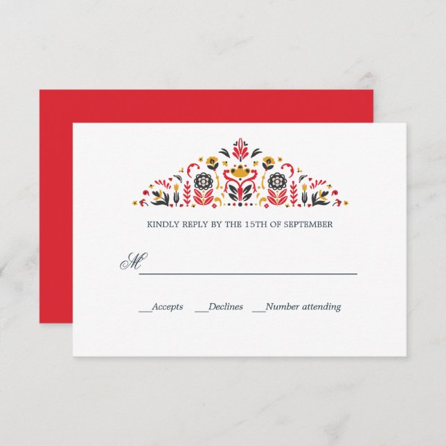 Russo Art Khokhloma Formal WEDDING RSVP (Frente/Verso)