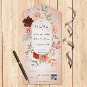 Russo Boho Rust e Peach Floral Oval Blush Código Q