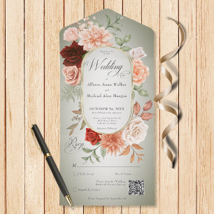 Russo Boho Rust e Peach Floral Oval Código QR