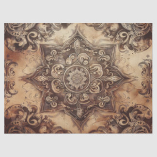Russo Mandala Ocidental no Papel Tecidual Cowhide 