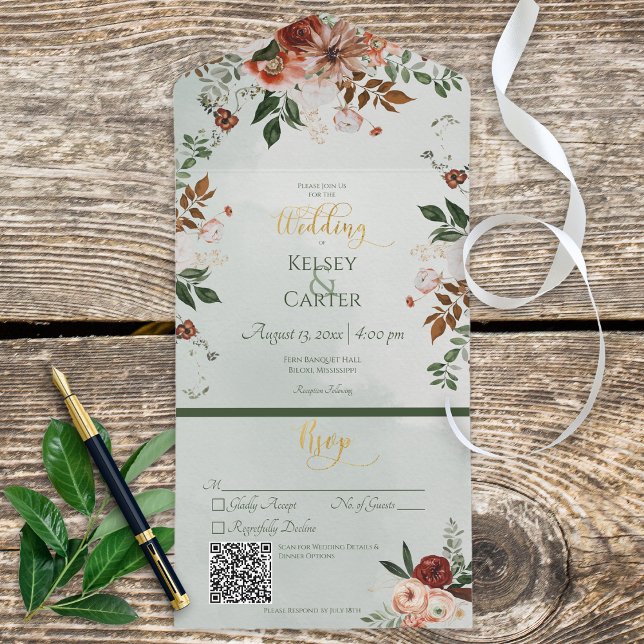 Russo Peach Rust & Sage Green Floral Code (Criador carregado)