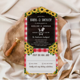 Russo Red Gingham Sunflower Baby-Q Chá Todos Em
