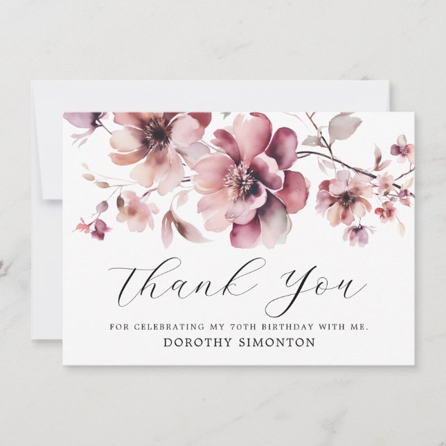 Russo Rosa 70 de Flor Selvagem Aniversário Obrigad (Frente)