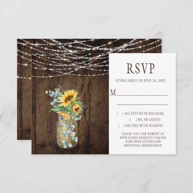 Russo String Luz Sunflower Mason Jars RSVP (Frente/Verso)