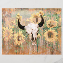 Russo Western Bull Crânio Castanho Amarelo Girassó