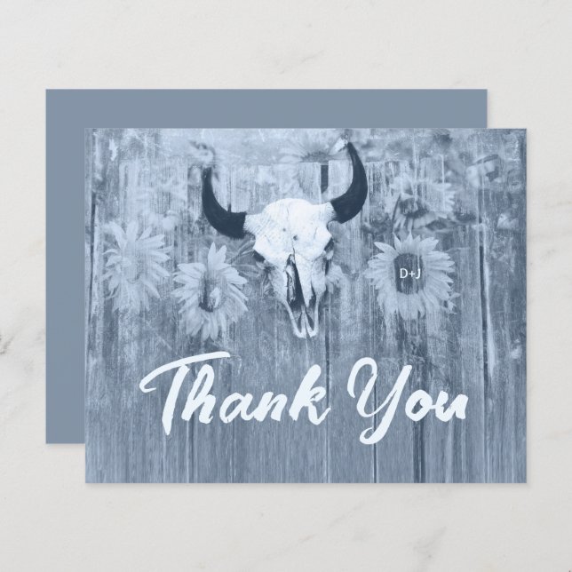 Russty Blue Sunflower Bull Orçamento do crânio (Frente/Verso)