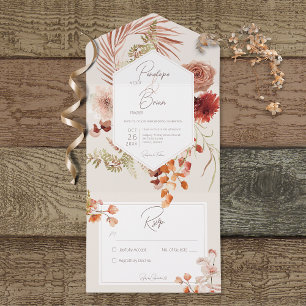 Rust Blush Fall Boho Floral Frame Cream No Janto