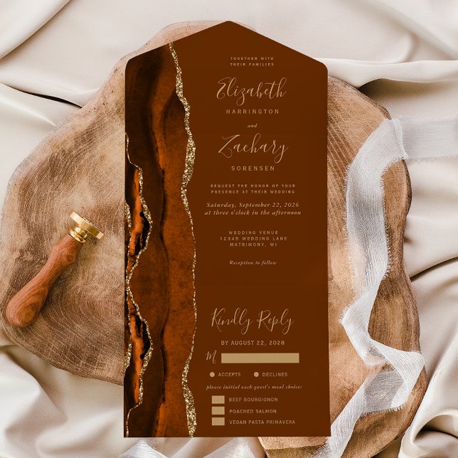 Rust Dourado Agate Nutmeg Brown Meal Options Casam (Criador carregado)