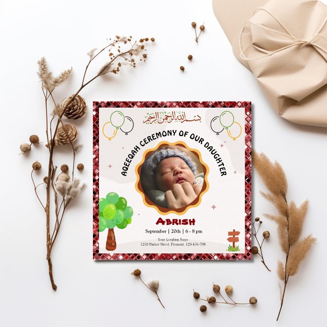 Rust Glitter Aqeqah - Aqiqah - Convite Muçulmano (Criador carregado)