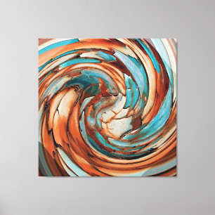 Rust N Teal Abstrato Dolphin vs Eagle Canvas