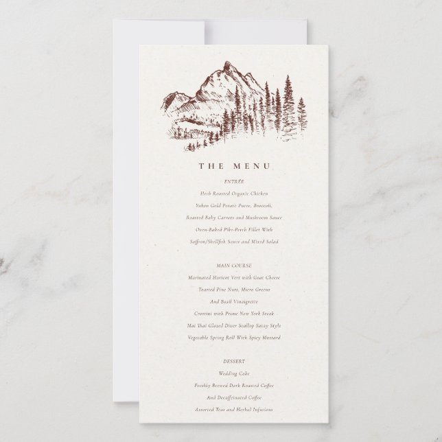 Rust Pine Woods Mountain Sketch Menu Card (Frente)