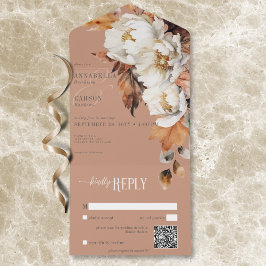 Rust Russo & Cream Fall Floral & Leaves Código QR