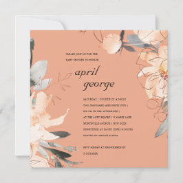 RUST TERRACOTTA CONVITE DE CHÁ DE FRALDAS FLORAL P