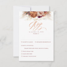 Rust Terracotta Floral Pampas Grass Weding RSVP