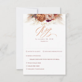 Rust Terracotta Floral Pampas Grass Weding RSVP