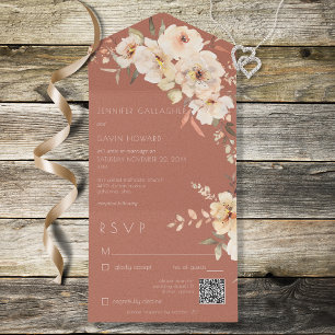 Rust Vintage Cream Floral Código QR