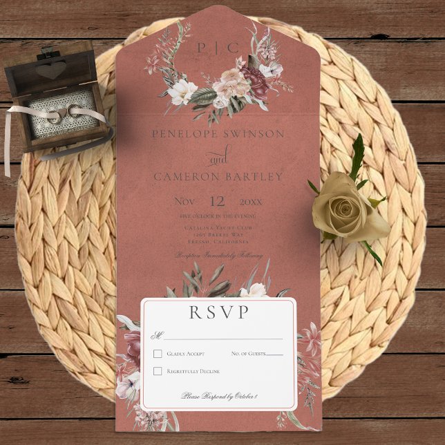 Rust Vintage Floral Wreath No Janta (Criador carregado)