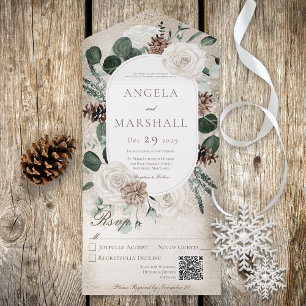Rust Winter White Floral Dourado Código QR