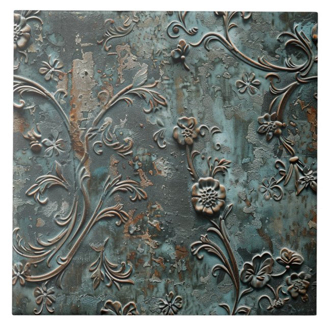 Rusted Metal Antique Floral  (Frente)