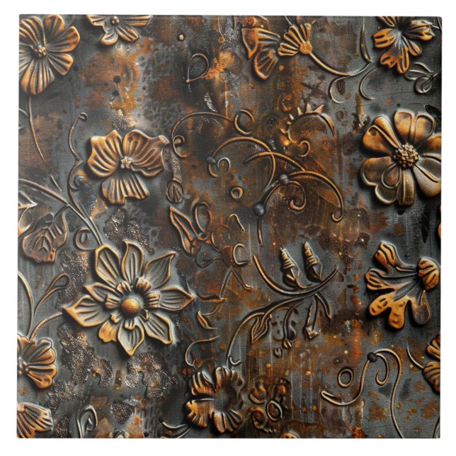 Rusted Metal Antique Floral  (Frente)