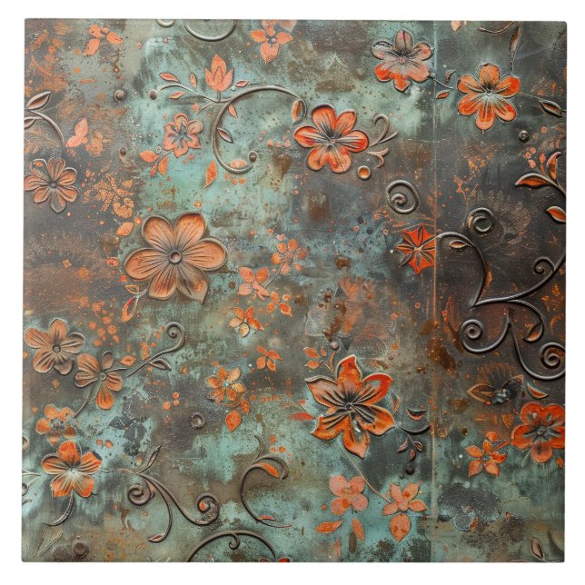 Rusted Metal Antique Floral  (Frente)