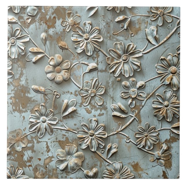 Rusted Metal Antique Floral  (Frente)