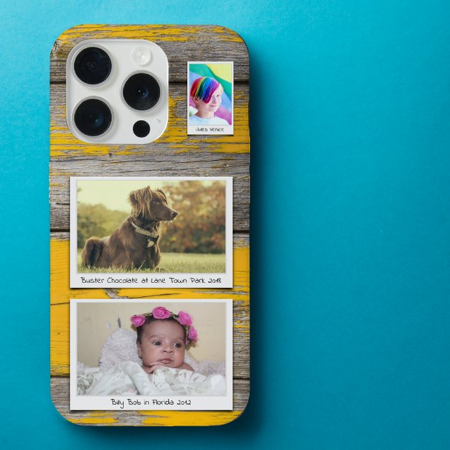 Rustic 3 Photo Collage Planks Amarelos (Criador carregado)