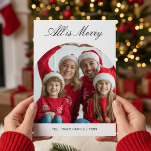 Rustic All Is Bright Family Cartões de natal Card