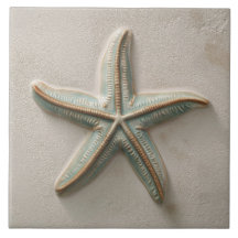 Rustic Aqua and Sand Starfish Coastal Relief