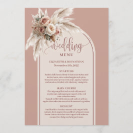 Rustic Arch Pastel Pink Pampas Floral Wedding Menu