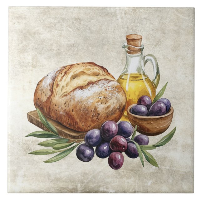 Rustic Artisan Bread Olive Oil Faux Texture  (Frente)