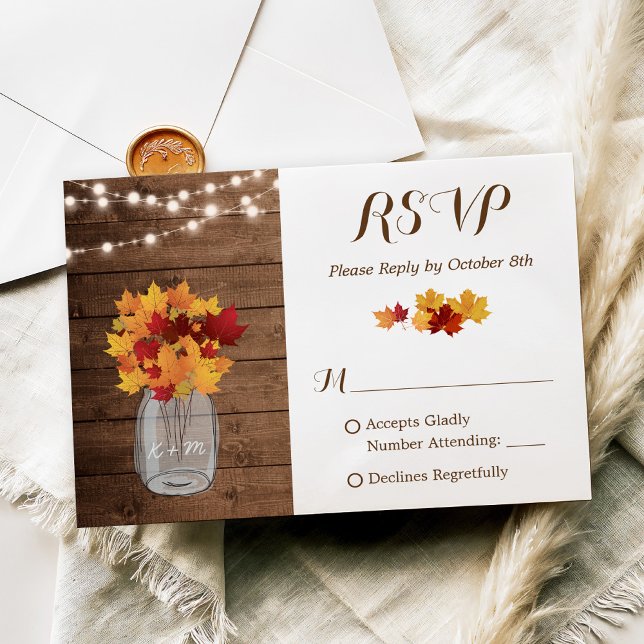 Rustic Autumn String Luzes Mason Jar Weding RSVP (Criador carregado)