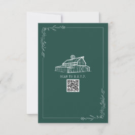 Rustic Barn Emerald Green Código QR Casamento RSVP