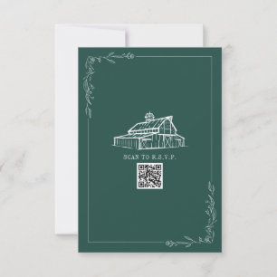 Rustic Barn Emerald Green Código QR Casamento RSVP